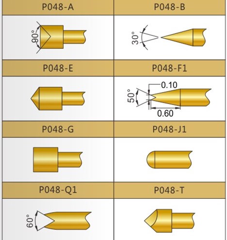 048探针头型、华荣华顶针、测试针、弹簧针、测试探针厂家